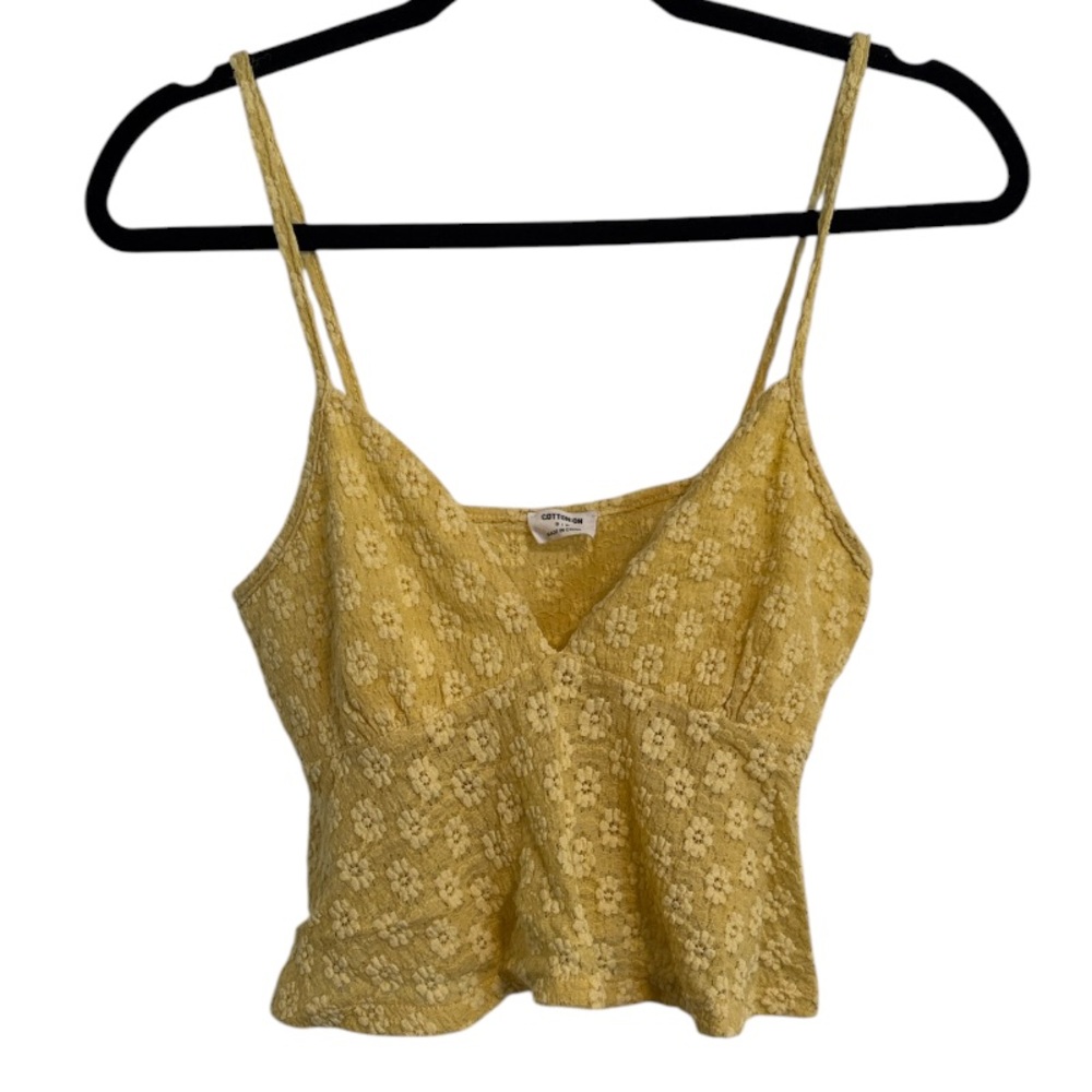☀️ Cotton:On Yellow Floral Babydoll Crop Top